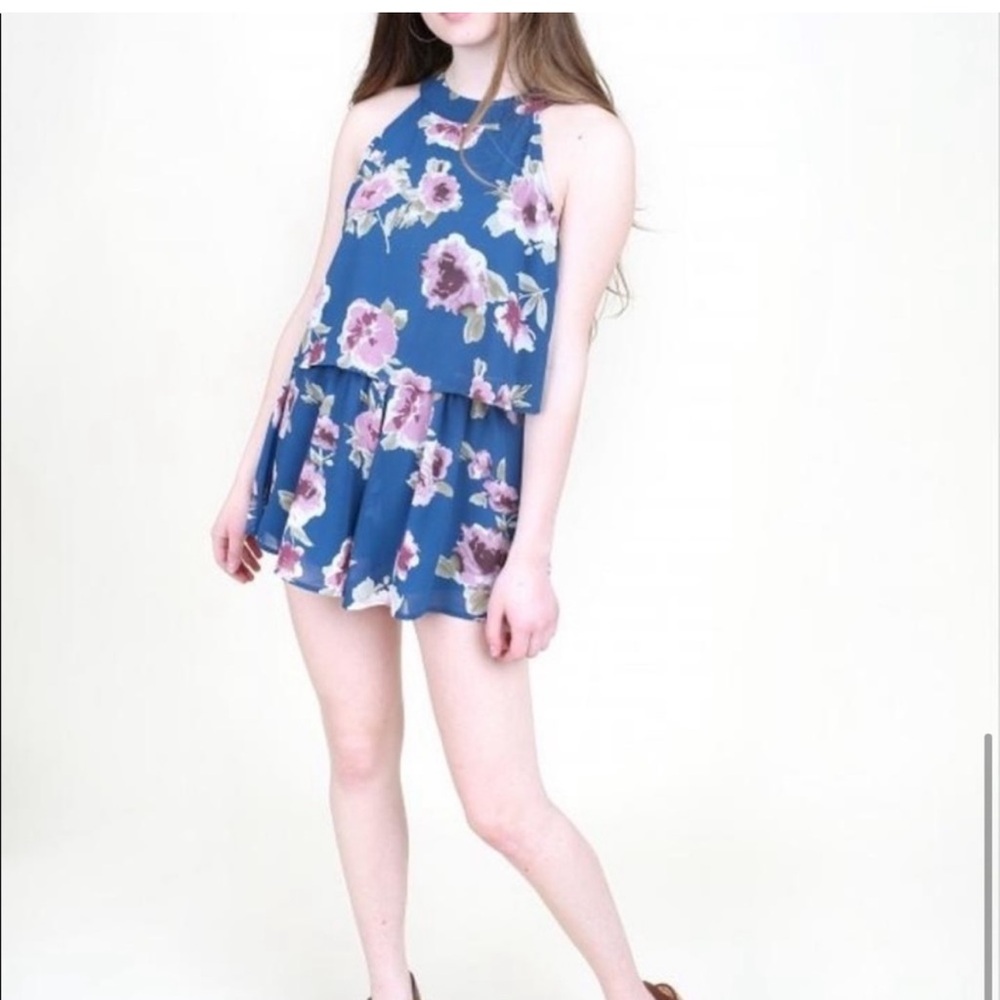 Altar'd State Blue Floral romper
